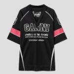 GANNI Future Mesh Oversized V-neck T-shirt - Black