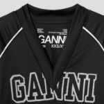 GANNI Future Mesh Oversized V-neck T-shirt - Black