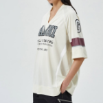 GANNI Future Mesh Oversized V-neck T-shirt - Antique White