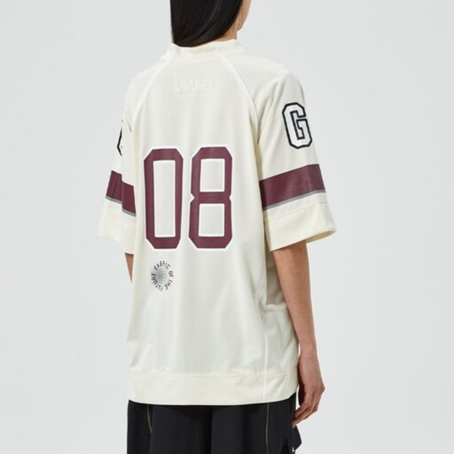 GANNI Future Mesh Oversized V-neck T-shirt - Antique White