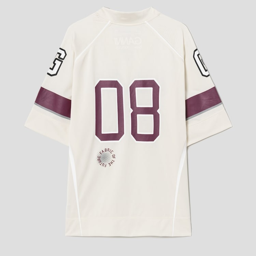 GANNI Future Mesh Oversized V-neck T-shirt - Antique White