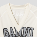 GANNI Future Mesh Oversized V-neck T-shirt - Antique White