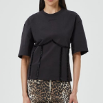 GANNI Heavy Cotton Tie Back Waisted T-shirt - Phantom