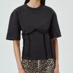 GANNI Heavy Cotton Tie Back Waisted T-shirt - Phantom