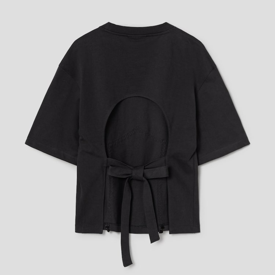 GANNI Heavy Cotton Tie Back Waisted T-shirt - Phantom