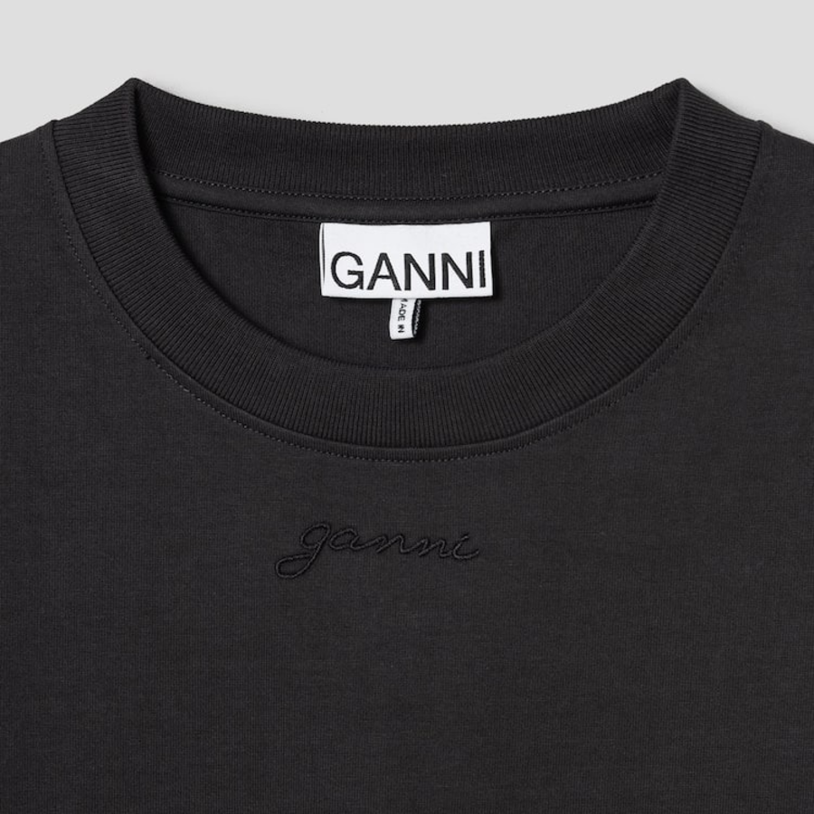 GANNI Heavy Cotton Tie Back Waisted T-shirt - Phantom