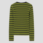 GANNI Striped Soft Cotton Rib Long Sleeve T-Shirt - Golden Cypress