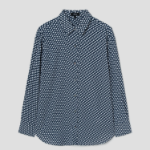 Theory Women Geo Block Georgette Boyfriend Shirt- Sapphire Multi