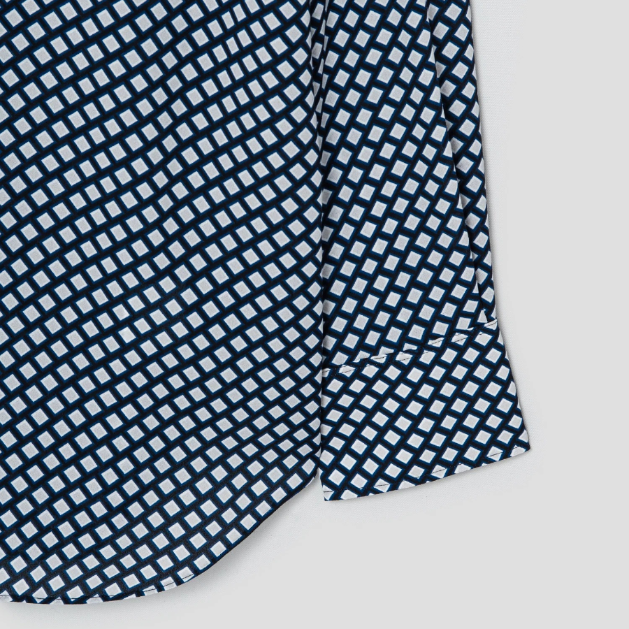 Theory Women Geo Block Georgette Boyfriend Shirt- Sapphire Multi