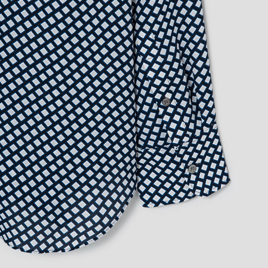 Theory Women Geo Block Georgette Boyfriend Shirt- Sapphire Multi