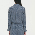 Theory Women Geo Block Georgette Boyfriend Shirt- Sapphire Multi