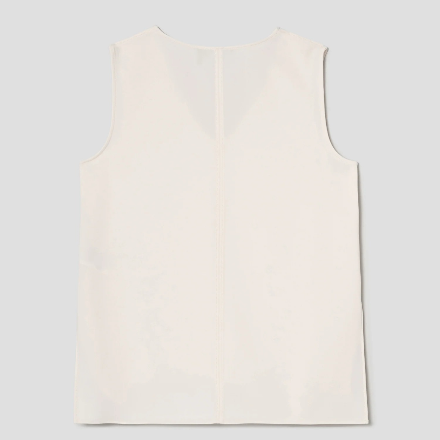 Theory Women Admiral Crepe Vneck Slit Blouse - Rice