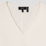 Theory Women Admiral Crepe Vneck Slit Blouse - Rice