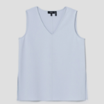 Theory Women Admiral Crepe Vneck Slit Blouse - Pearl Blue