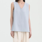 Theory Women Admiral Crepe Vneck Slit Blouse - Pearl Blue
