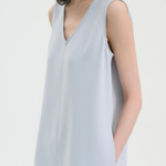 Theory Women Admiral Crepe Vneck Slit Blouse - Pearl Blue