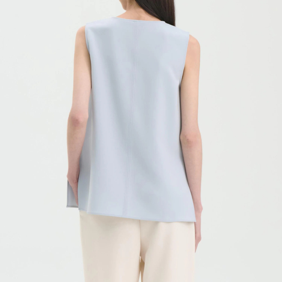 Theory Women Admiral Crepe Vneck Slit Blouse - Pearl Blue