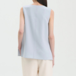 Theory Women Admiral Crepe Vneck Slit Blouse - Pearl Blue