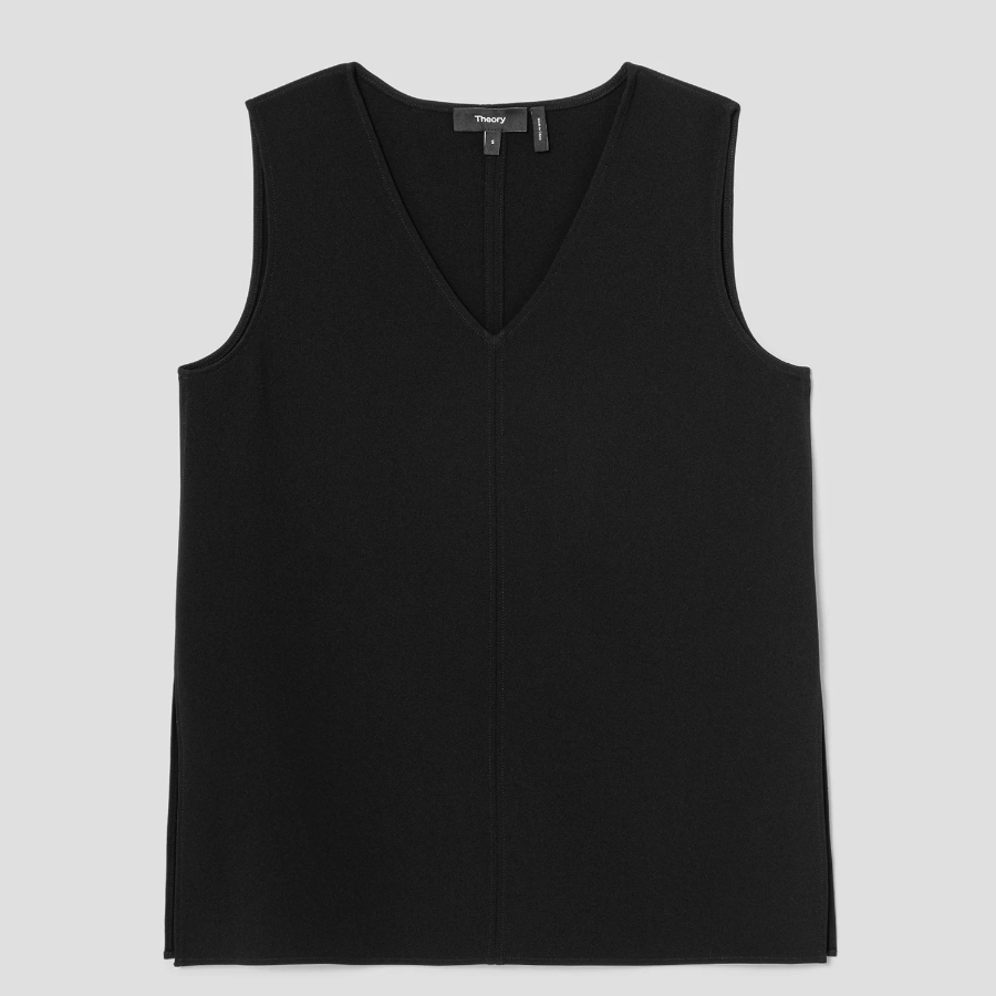 Theory Women Admiral Crepe Vneck Slit Blouse - Black