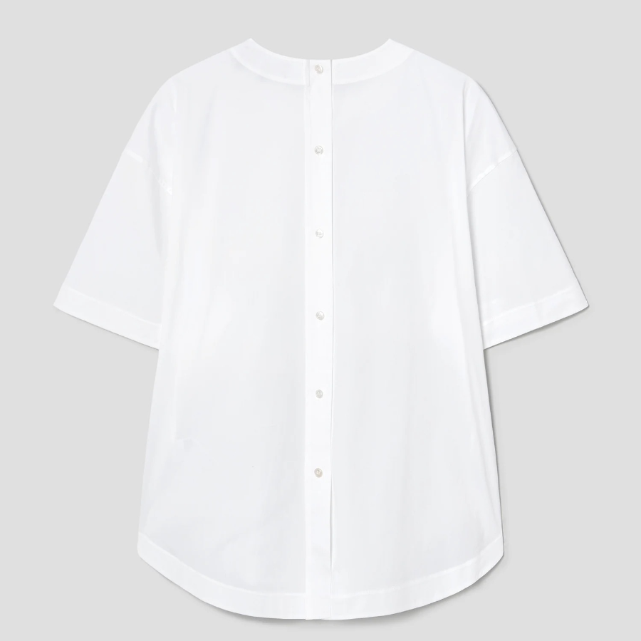 Theory Women Cotton Oversized Button Back Tee - White