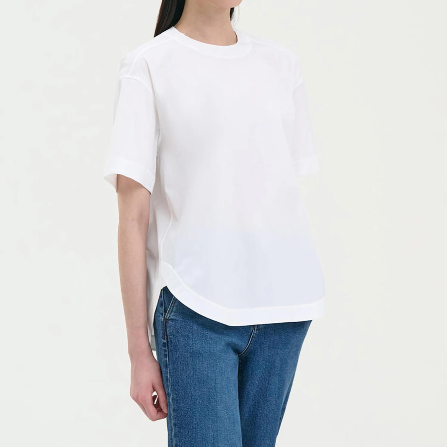 Theory Women Cotton Oversized Button Back Tee - White