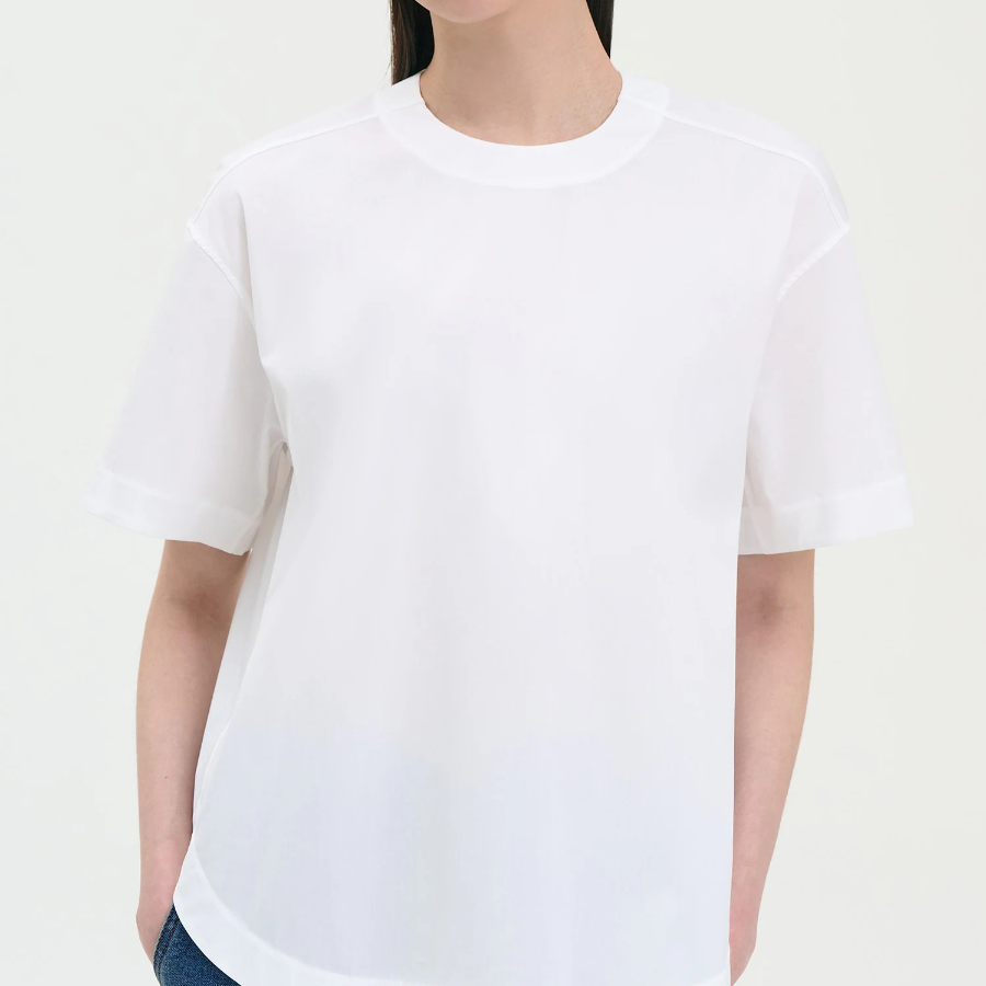 Theory Women Cotton Oversized Button Back Tee - White