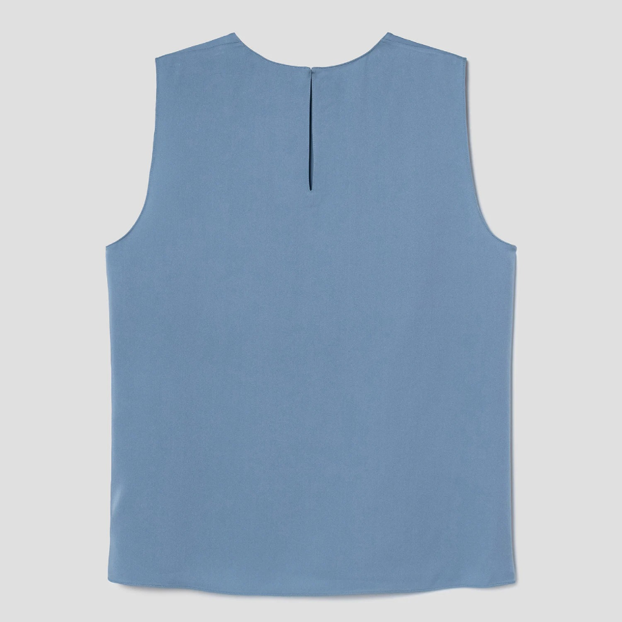 Theory Women Silk Georgette Straight Shell - Stone Blue