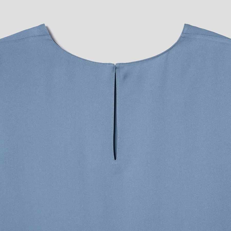 Theory Women Silk Georgette Straight Shell - Stone Blue