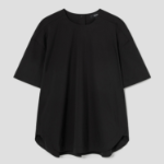 Theory Women Cotton Oversized Button Back Tee - Black