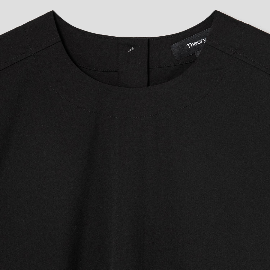 Theory Women Cotton Oversized Button Back Tee - Black