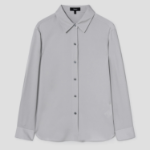 Theory Women Silk Georgette Straight Fit Shirt — Light Grey