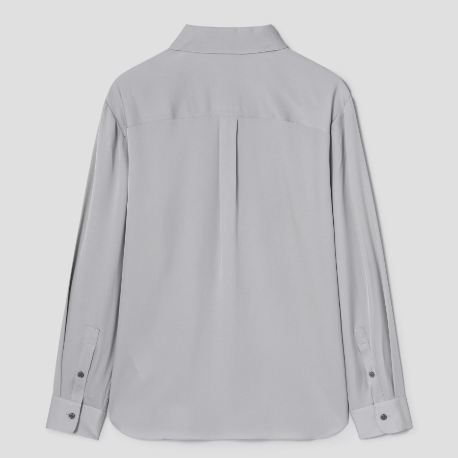 Theory Women Silk Georgette Straight Fit Shirt — Light Grey