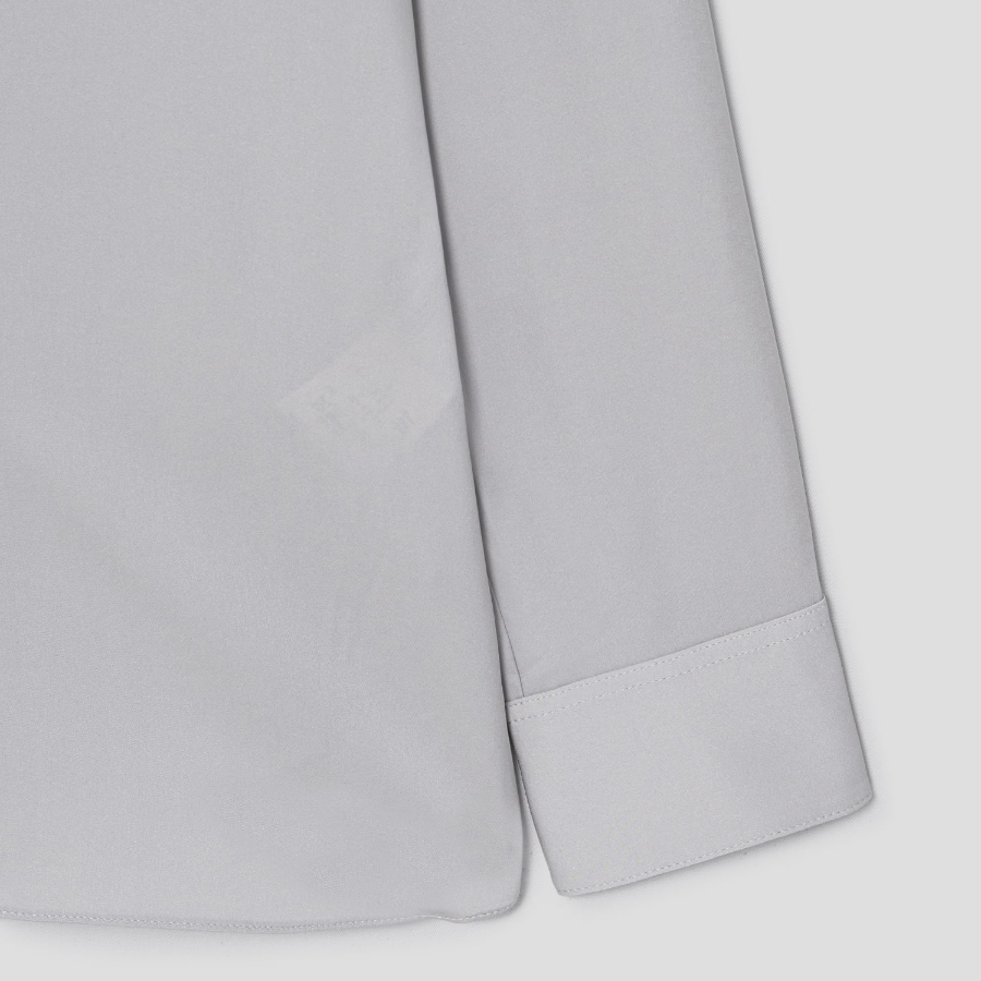 Theory Women Silk Georgette Straight Fit Shirt — Light Grey