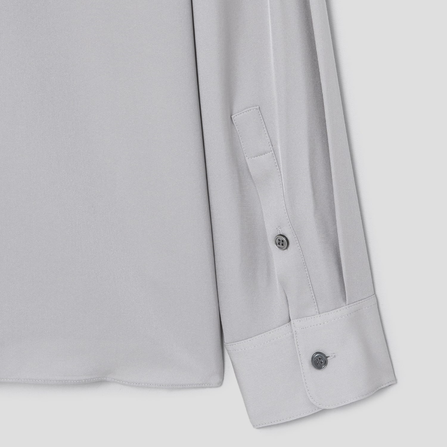 Theory Women Silk Georgette Straight Fit Shirt — Light Grey