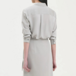 Theory Women Silk Georgette Straight Fit Shirt — Light Grey