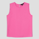 Theory Women Silk Georgette Straight Shell - Bright Pink