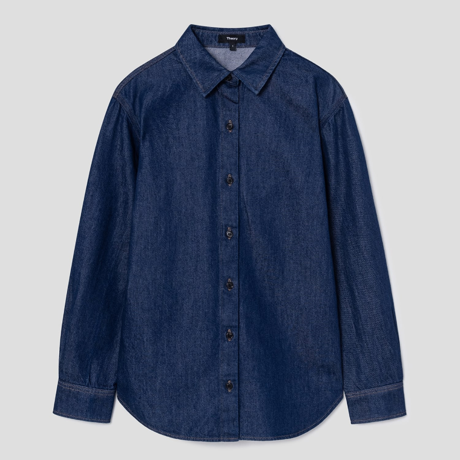 Theory Women Relaxed Denim Boyfriend Shirt - Indigo