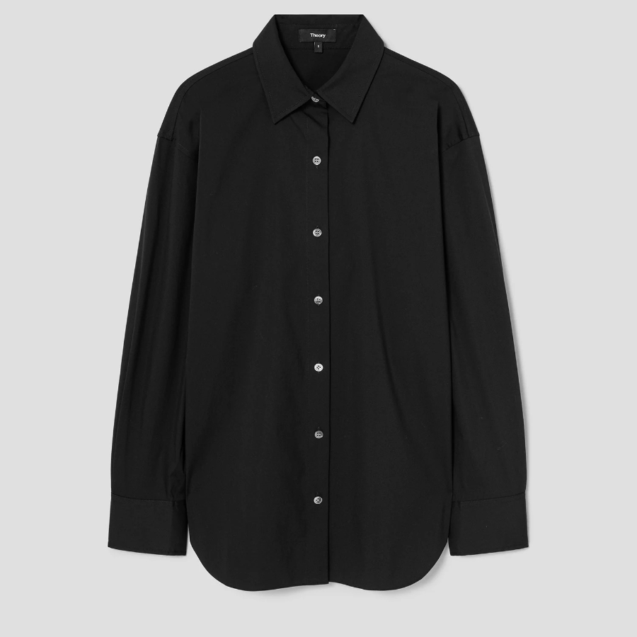 Theory Women Cotton Boyfriend Shirt - Black