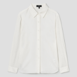 Theory Women Silk Georgette Straight Fit Shirt - Ivory