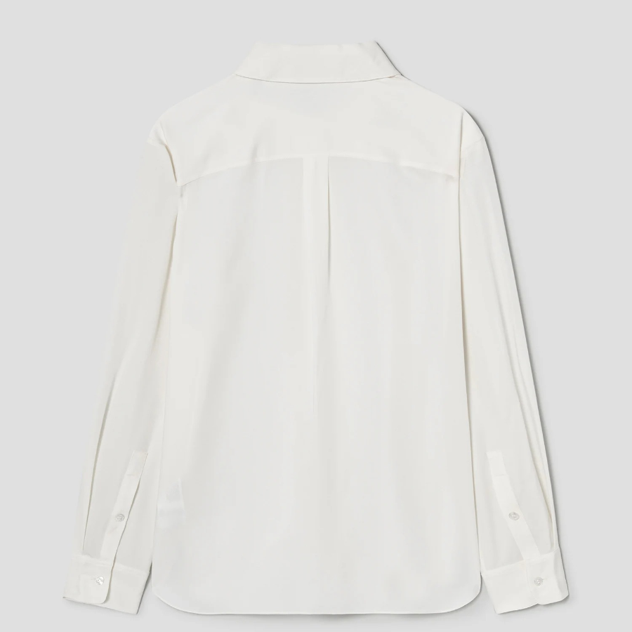 Theory Women Silk Georgette Straight Fit Shirt - Ivory
