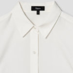 Theory Women Silk Georgette Straight Fit Shirt - Ivory