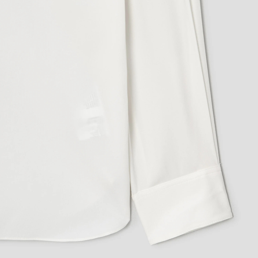 Theory Women Silk Georgette Straight Fit Shirt - Ivory