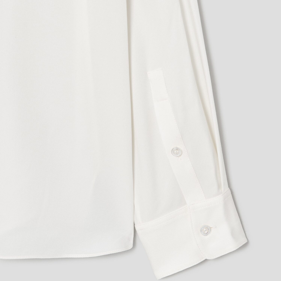 Theory Women Silk Georgette Straight Fit Shirt - Ivory