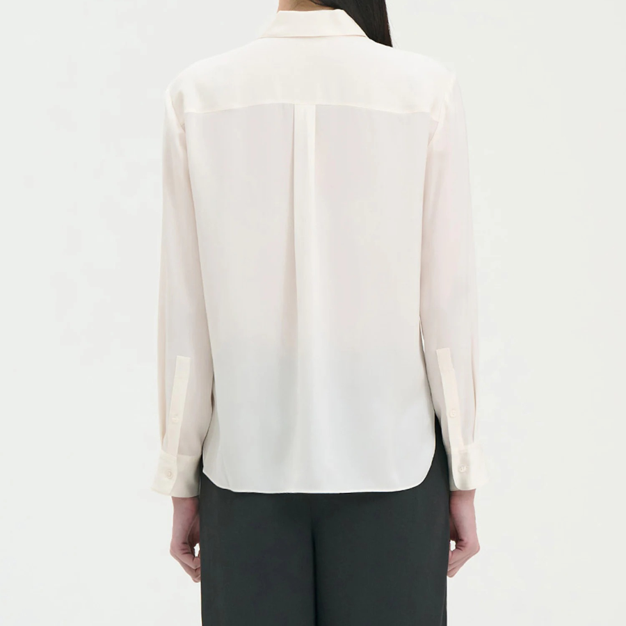 Theory Women Silk Georgette Straight Fit Shirt - Ivory