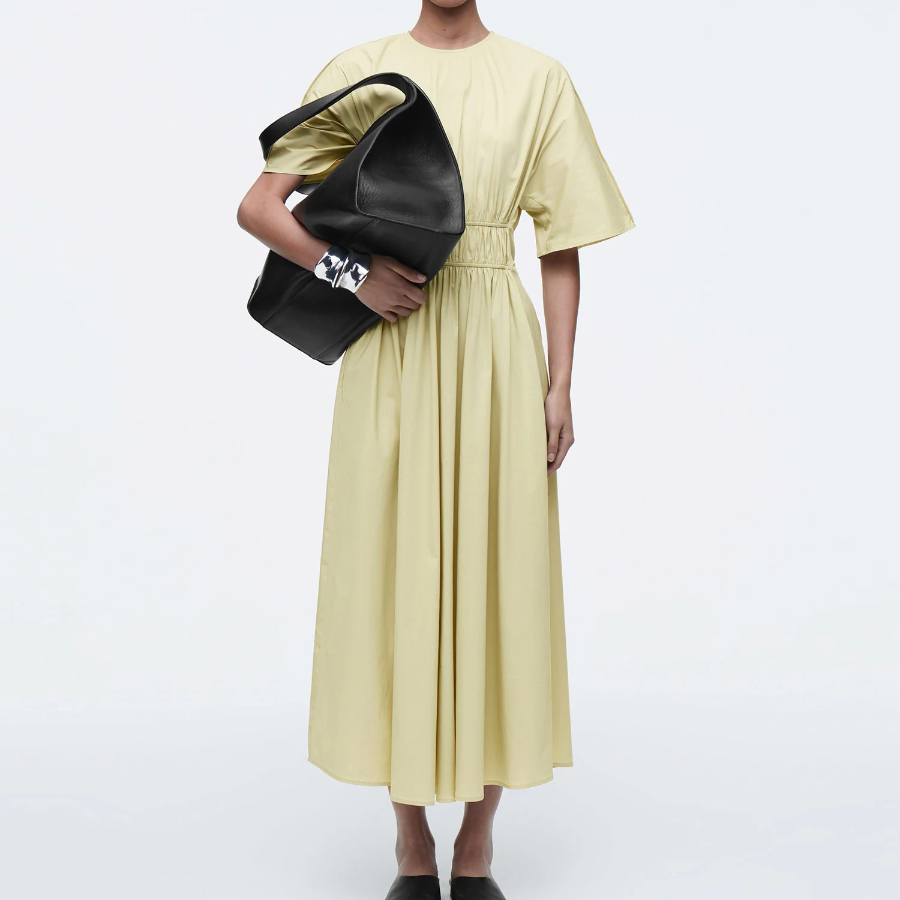 COS Gathered Open-Back Midi Dress