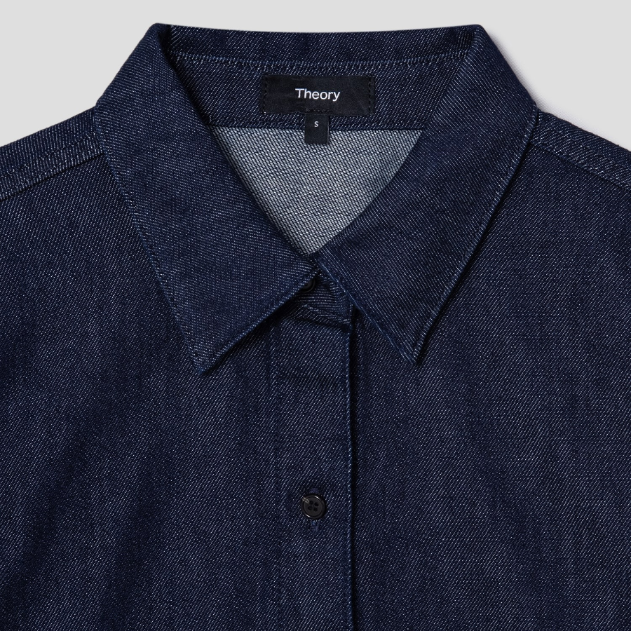 Theory Women Drape Denim Straight Fit Shirt - Indigo