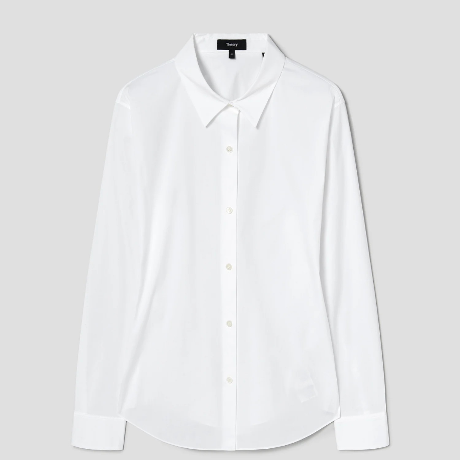 Theory Women Cotton Semi-Fitted Shirt - White