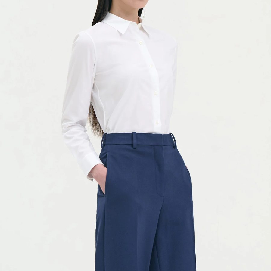 Theory Women Cotton Semi-Fitted Shirt - White