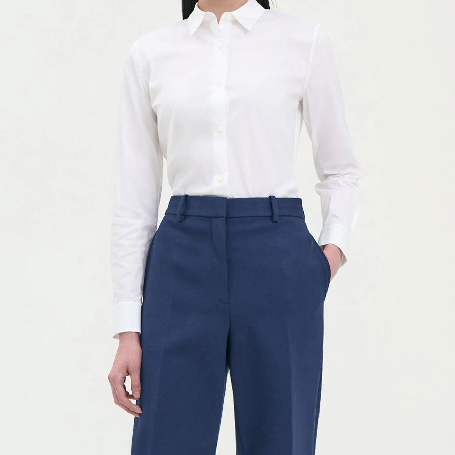 Theory Women Cotton Semi-Fitted Shirt - White