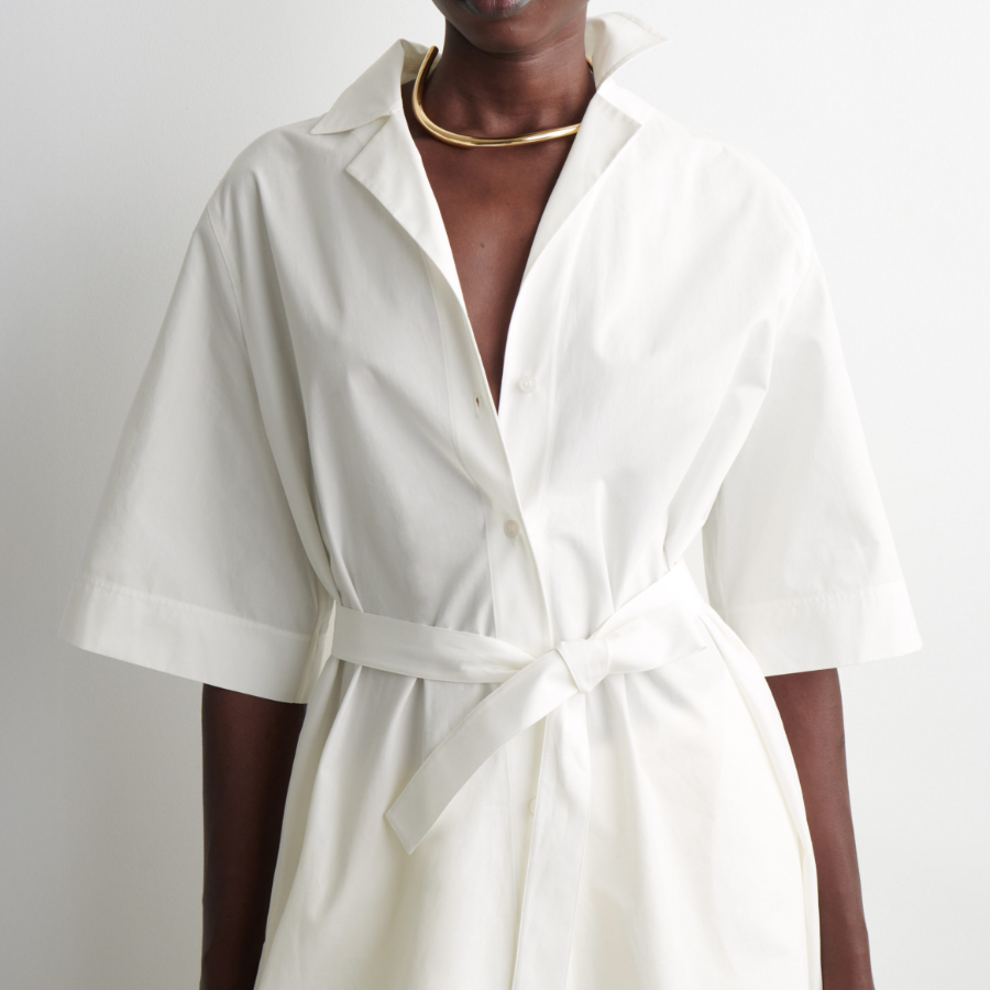 COS Belted Short-Sleeve Midi Shirt Dress